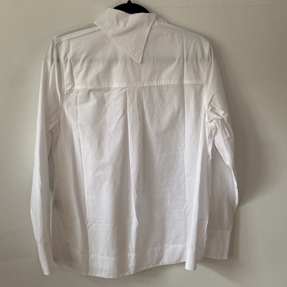 NWOT Ganni White Asymmetric Collar Shirt - Picture 8 of 12